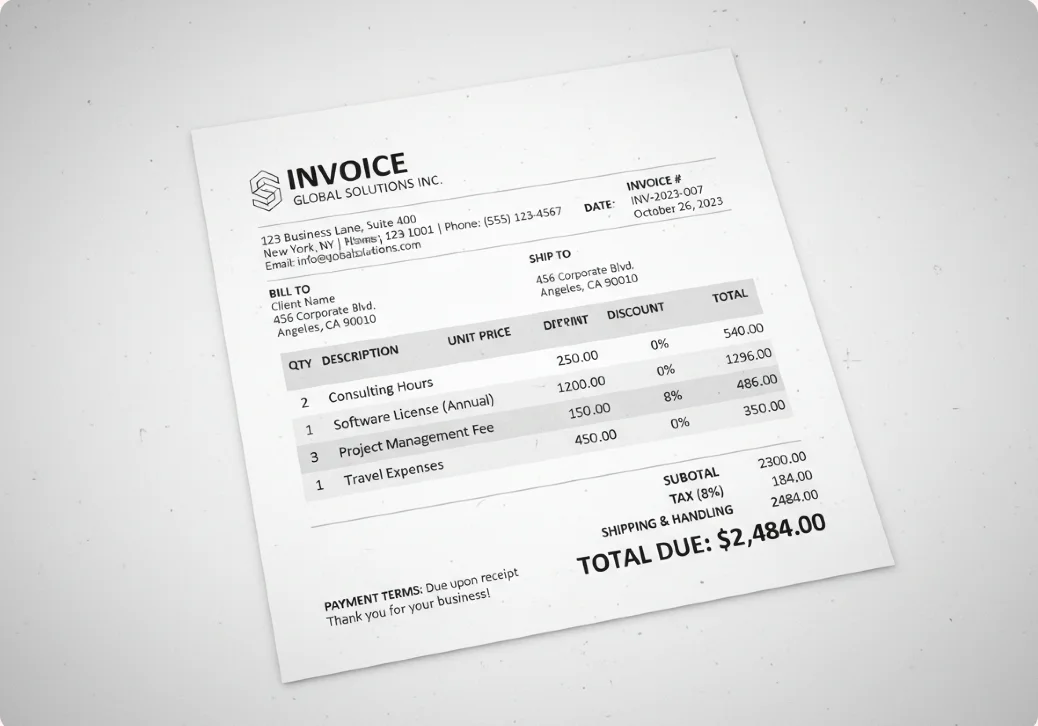 Scanned invoice preview